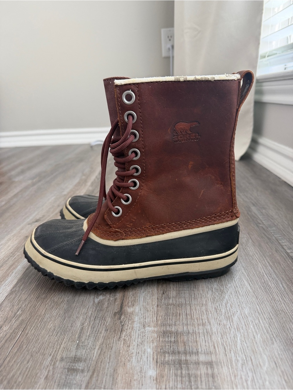 Sorel Brown and Black Waterproof Lace-Up Snow/Rain Boots